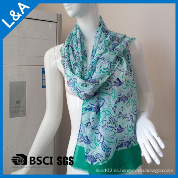 Verde 60 Rayon Bufandas Mujer